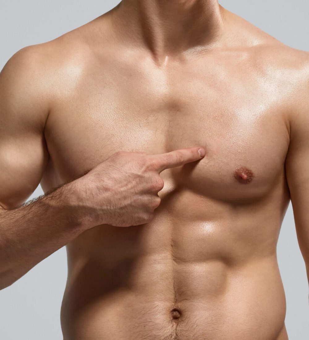 close-up plastic surgeon makes marks on a patient's face during a consultation before nose operation